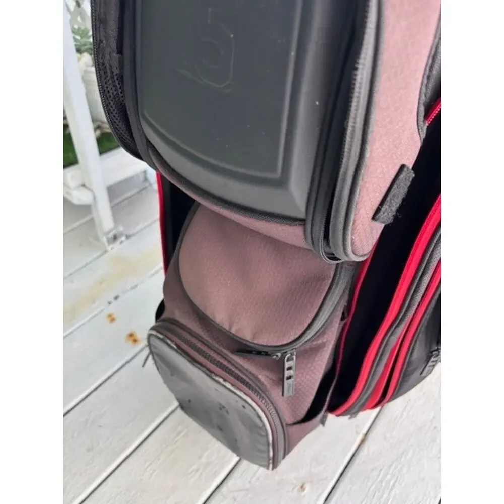 Titleist Golf Bag Black Red Multi‑Pocket Carry Stand -Very Good